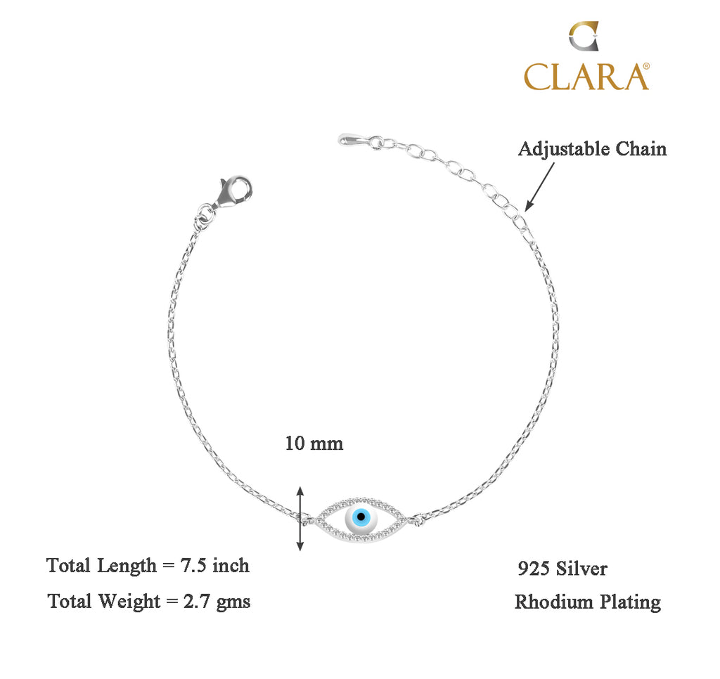 CLARA 925 Sterling Silver Evil Eye Halo Bracelet