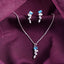 CLARA 925 Sterling Silver diamente Pendant Earring Chain Jewellery Set