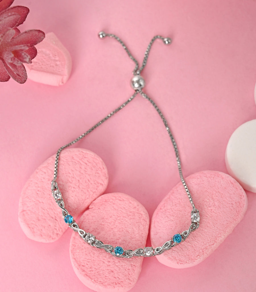 CLARA 925 Pure Silver Blue Infinity Hand Bracelet