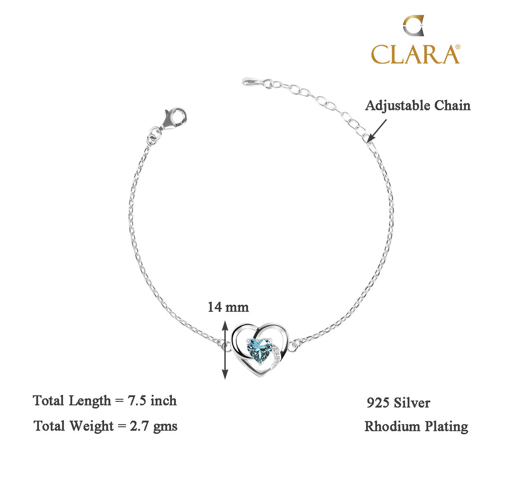 CLARA 925 Sterling Silver Heart Bracelet