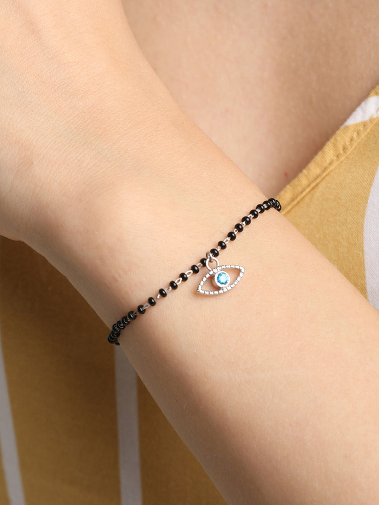 CLARA 925 Sterling Silver Evil Eye Bella Hand Mangalsutra Bracelet