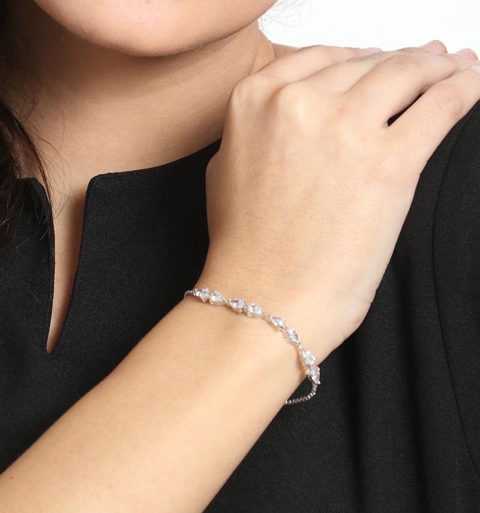 CLARA Made with Swiss Zirconia 925 Sterling Silver Giana Solitaire Bracelet Gift for Women and Girls