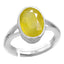 Certified Yellow Sapphire Pukhraj 3cts or 3.25ratti 92.5 Sterling Silver Adjustable Ring