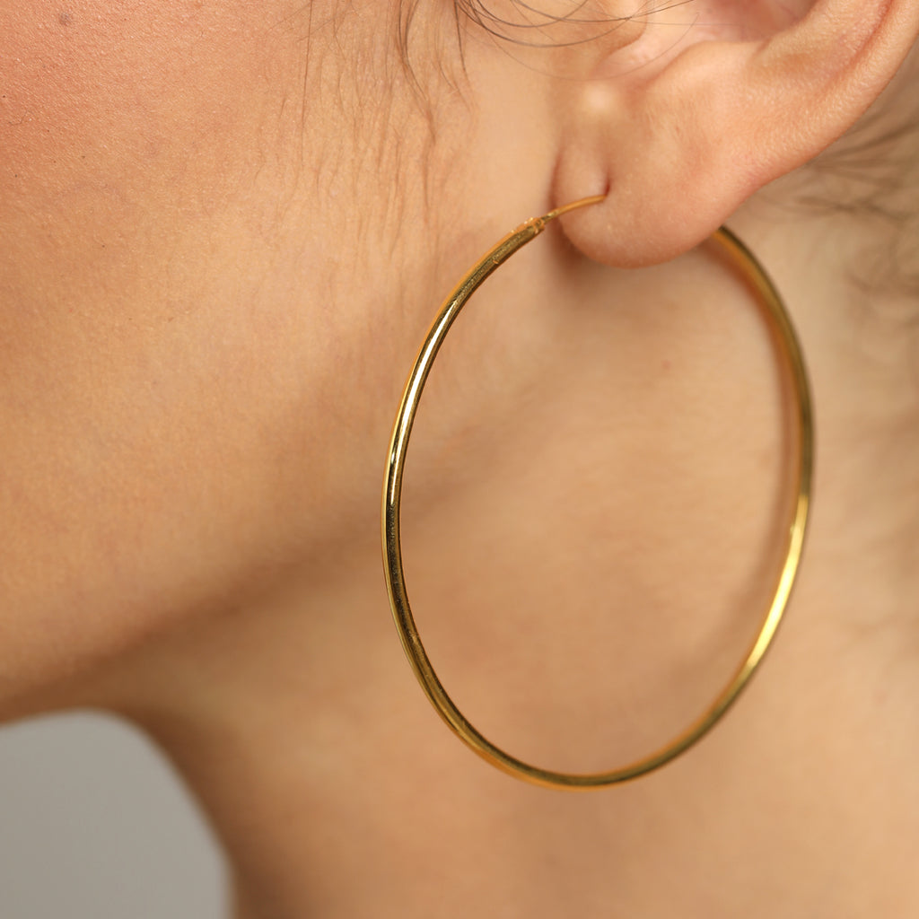 CLARA 925 Sterling Silver Classic Hoop Earring Gold Plated Gift for Women & Girls
