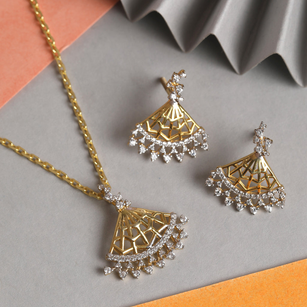 CLARA 925 Sterling Silver Irina Pendant Earring Chain Jewellery Set