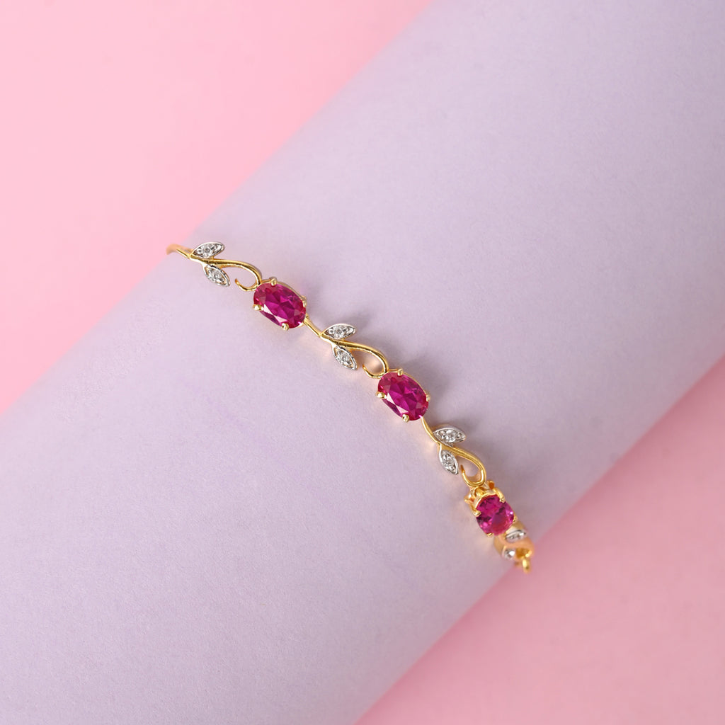 CLARA 925 Pure Silver Golden Ruby Hand Bracelet