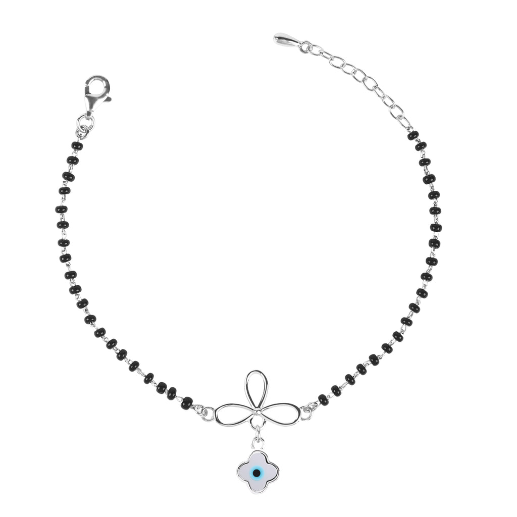 CLARA 925 Sterling Silver Evil Eye Flower Hand Mangalsutra Bracelet