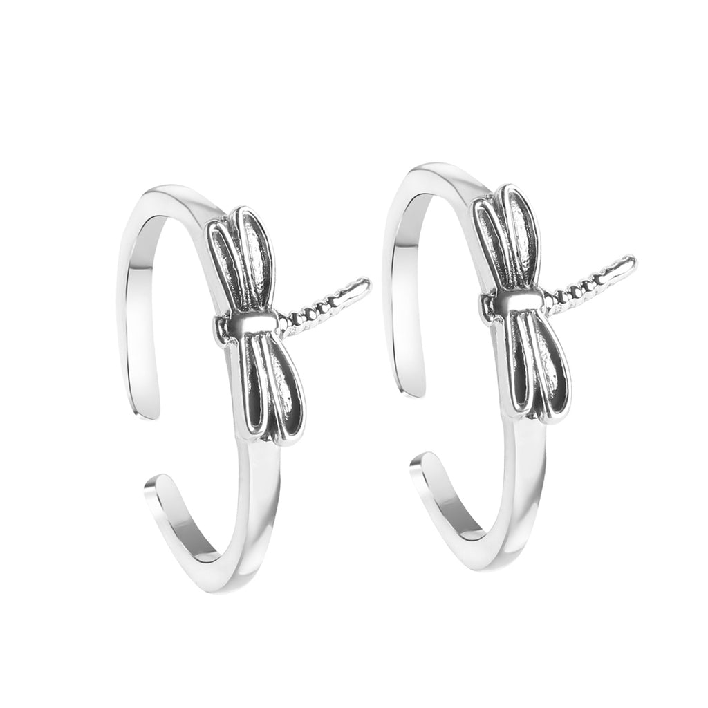 CLARA 925 Sterling Silver Butterfly Toe Rings Pair