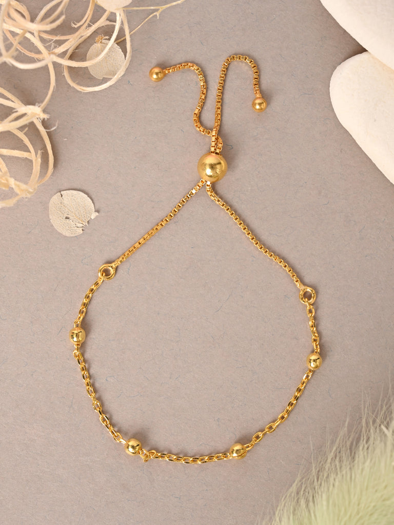 CLARA 925 Pure Silver Golden Ball Chain Bracelet