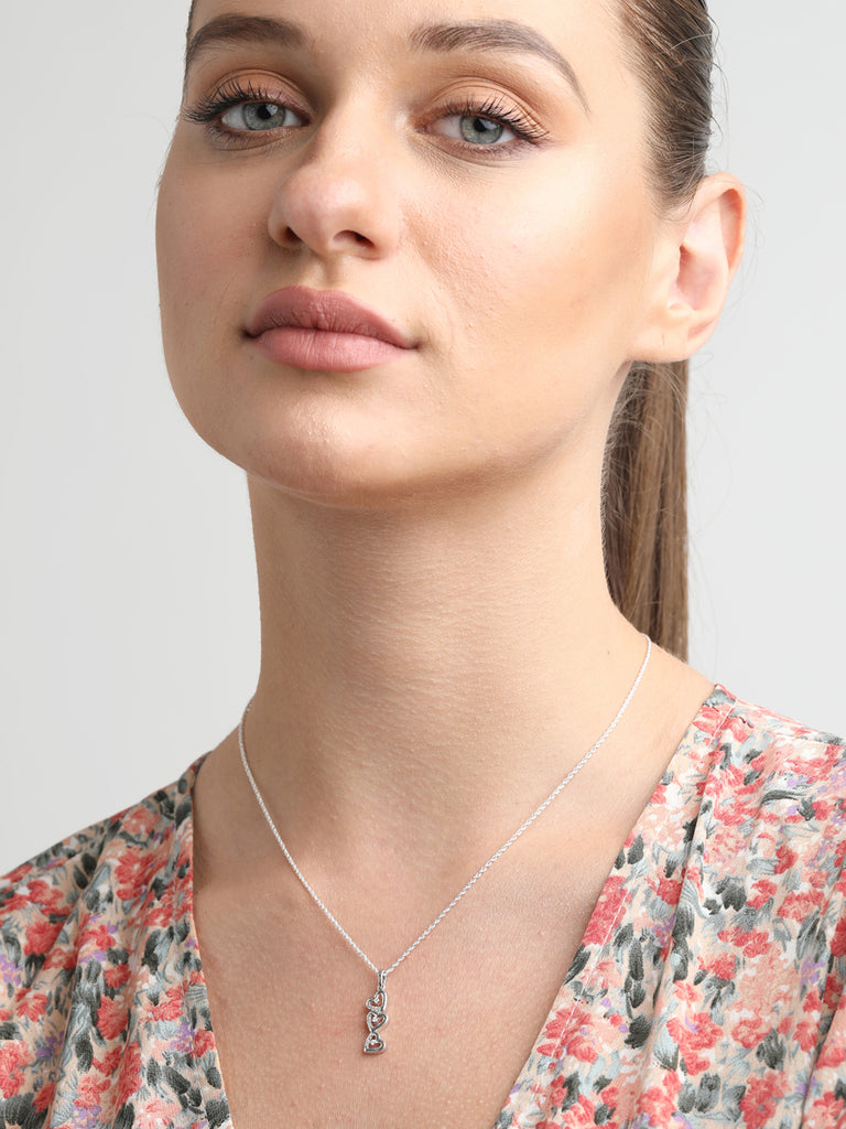 CLARA 925 Sterling Silver 3 Heart Pendant Chain Necklace