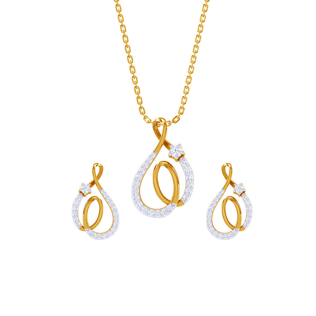 CLARA 925 Sterling Silver Flavia Pendant Earring Chain Jewellery Set