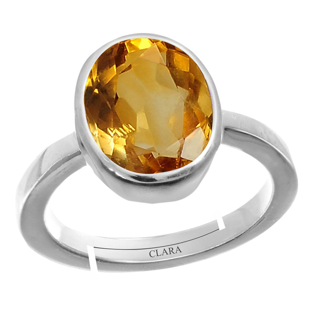 Certified Citrine Sunehla 4.8cts or 5.25ratti 92.5 Sterling Silver Adjustable Ring