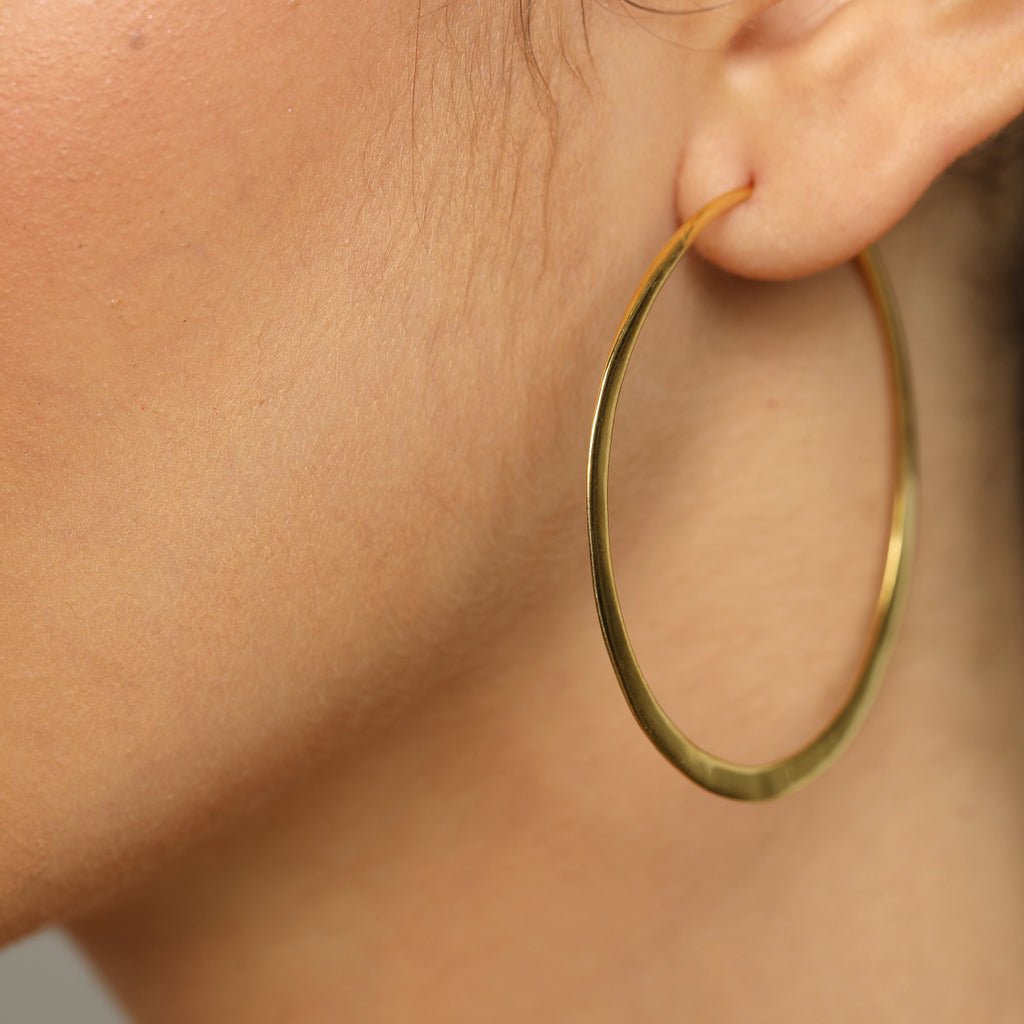 CLARA 925 Sterling Silver Arfa Hoop Earring Gold Plated Gift for Women & Girls