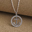 CLARA 925 Sterling Silver Anchor Halo Pendant Chain Necklace 