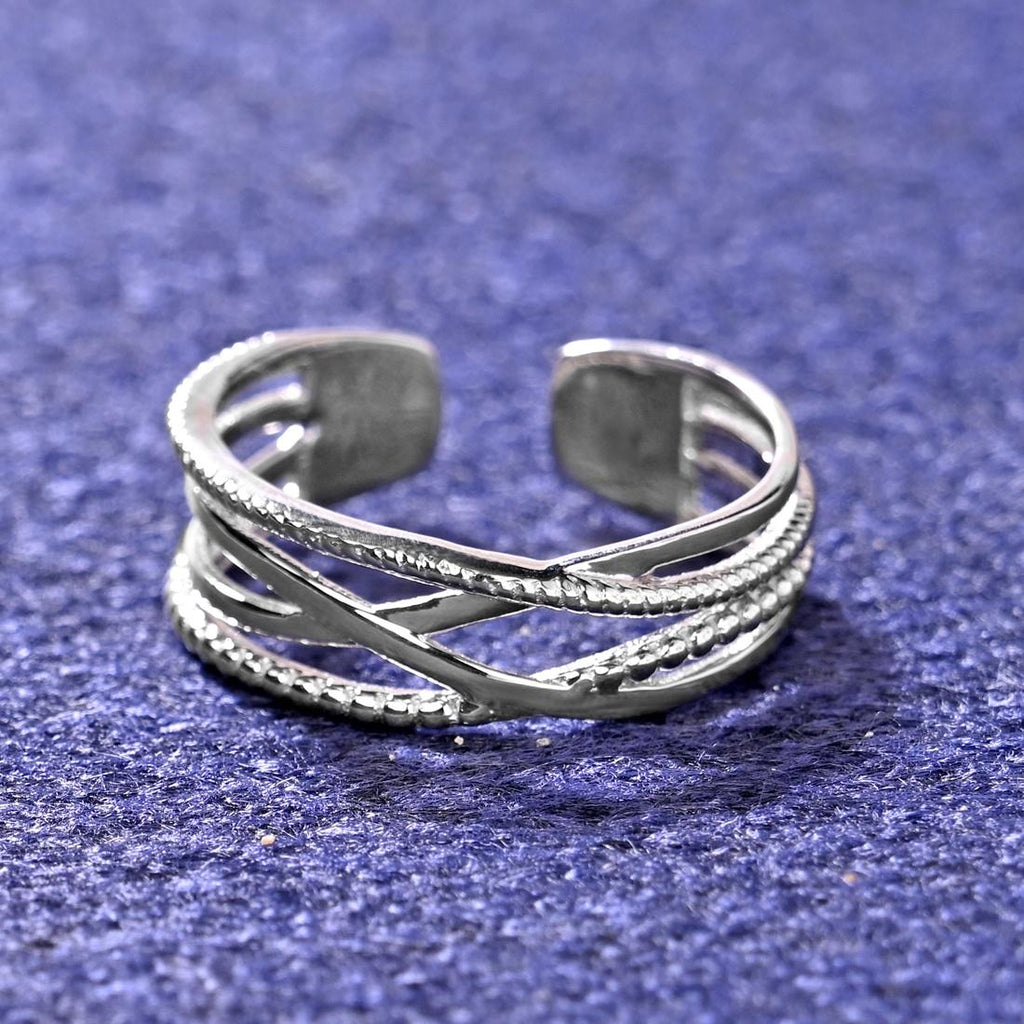 CLARA Pure 925 Sterling Silver Criss Cross Finger Ring