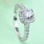 CLARA Pure 925 Sterling Silver Halo Solitaire Finger Ring with Adjustable Band