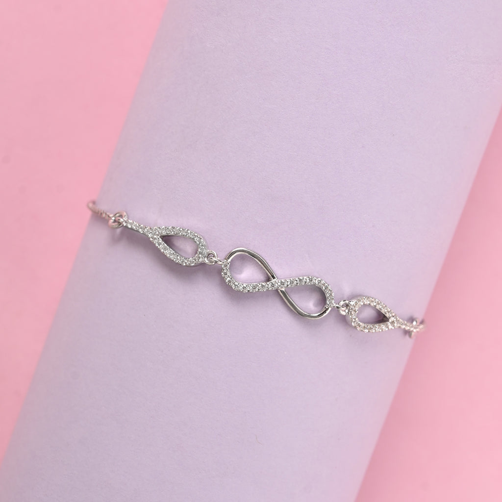 CLARA 925 Pure Silver Stone Infinity Hand Bracelet