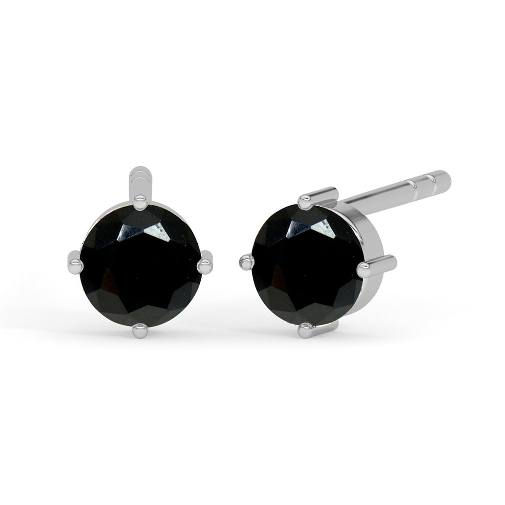 CLARA 925 Sterling Silver Black Studs Earrings Gift for Kids Girls