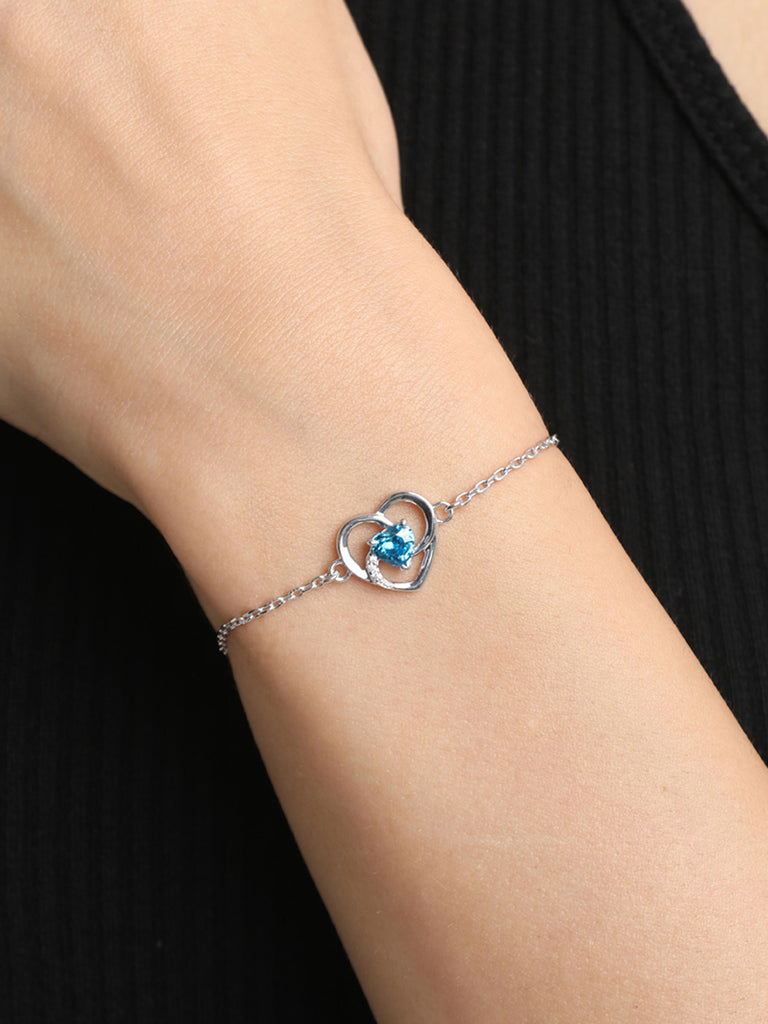 CLARA 925 Sterling Silver Heart Bracelet