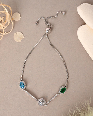 CLARA 925 Pure Silver solitaire Hand Bracelet