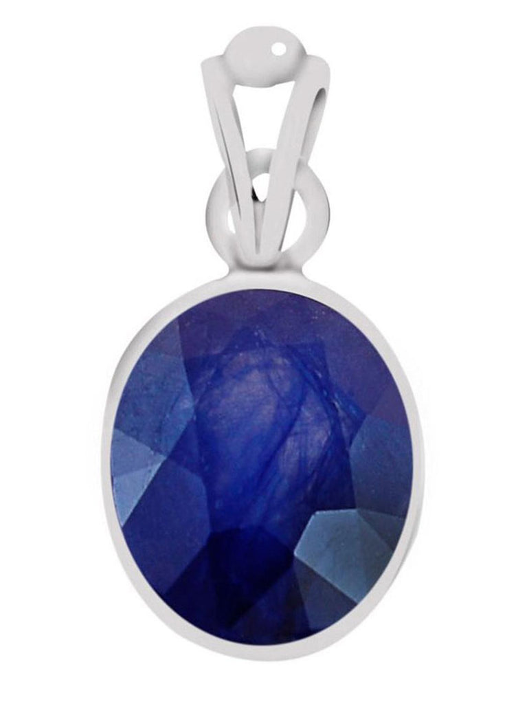 Certified Blue Sapphire (Neelam) Silver Pendant 5.5cts or 6.25ratti