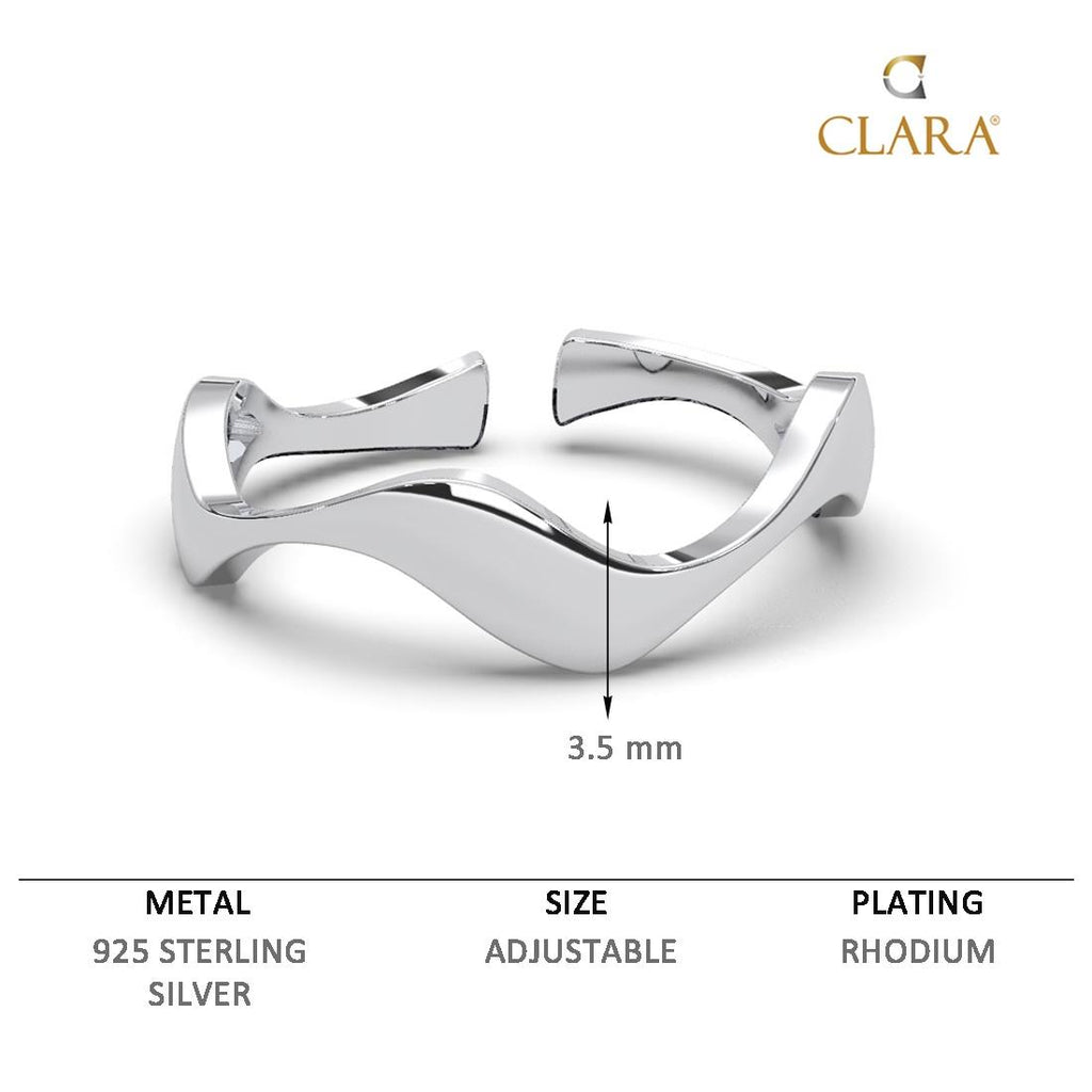 CLARA Pure 925 Sterling Silver Wave Finger Ring
