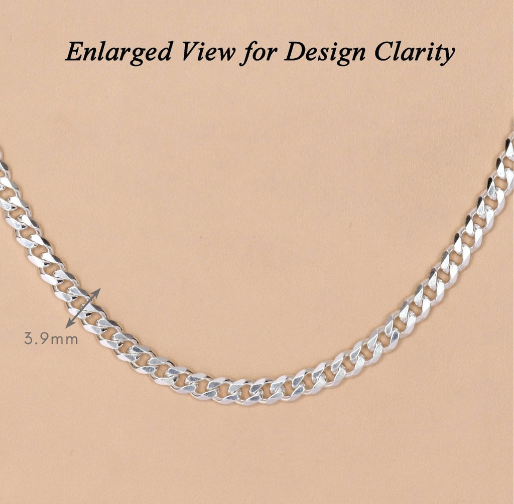 Silver Curb Chain Necklace in 20 24 28 inches