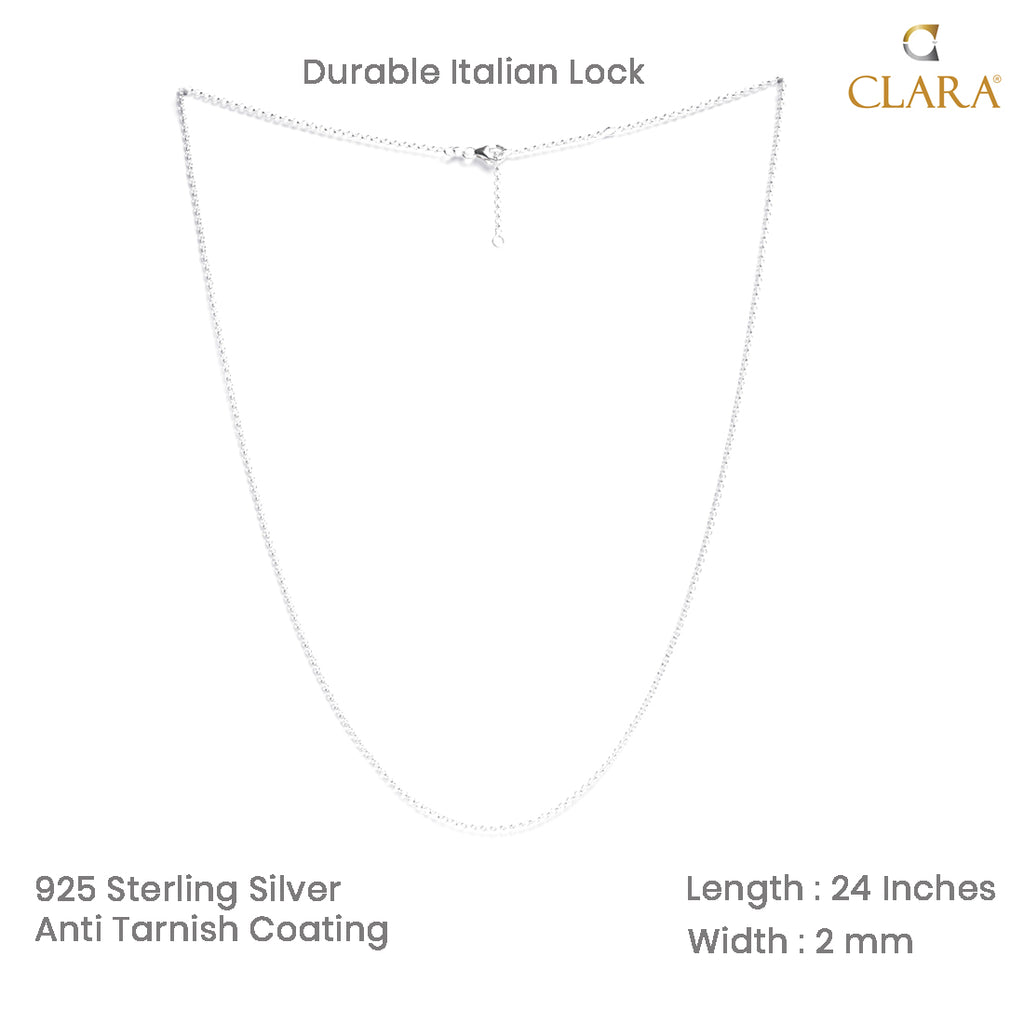 Silver Cable Men Chain Necklace in 24 inches