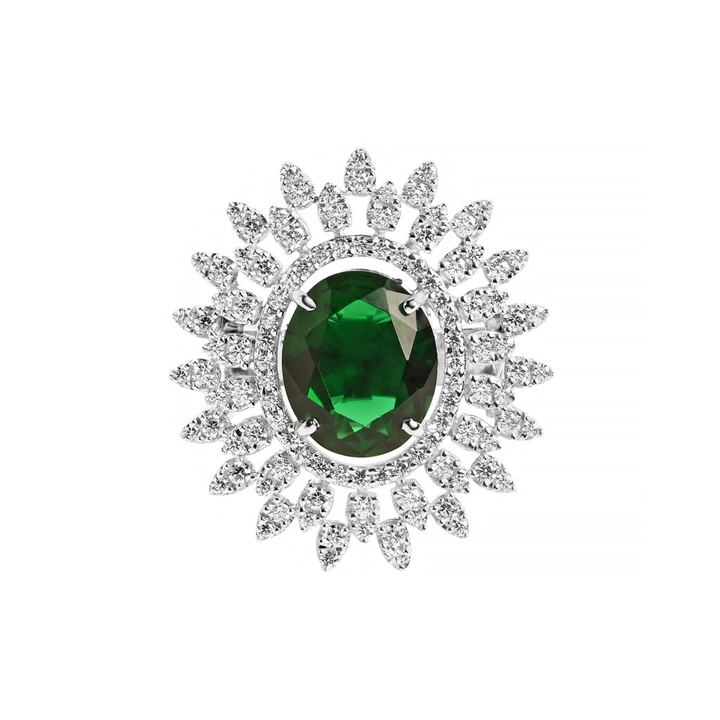 Silver Emerald Cocktail Ring