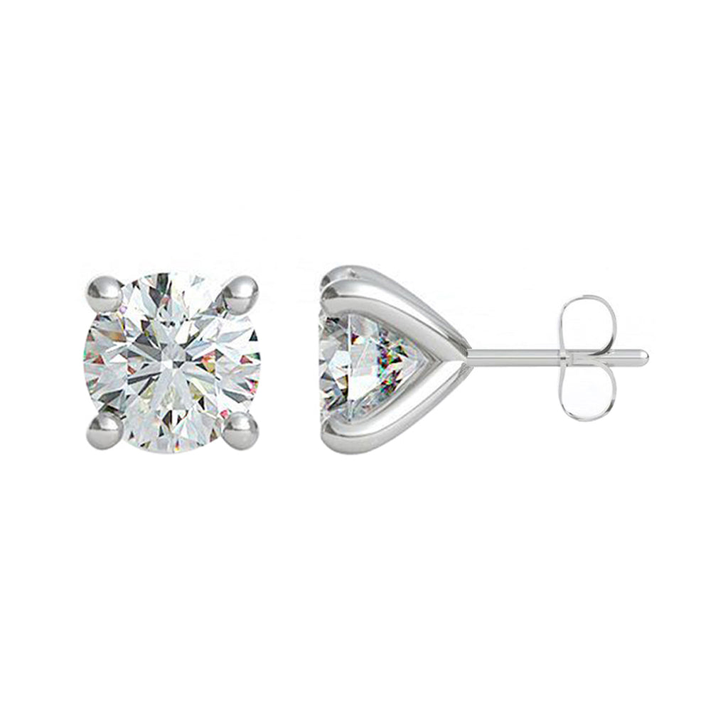 Sterling Silver Round Solitaire Studs Earrings
