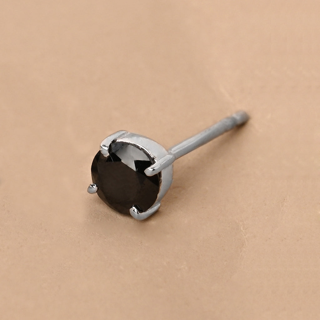 CLARA 925 Sterling Silver Black Stud Men Earring Gift for Men & Boys 1 Piece