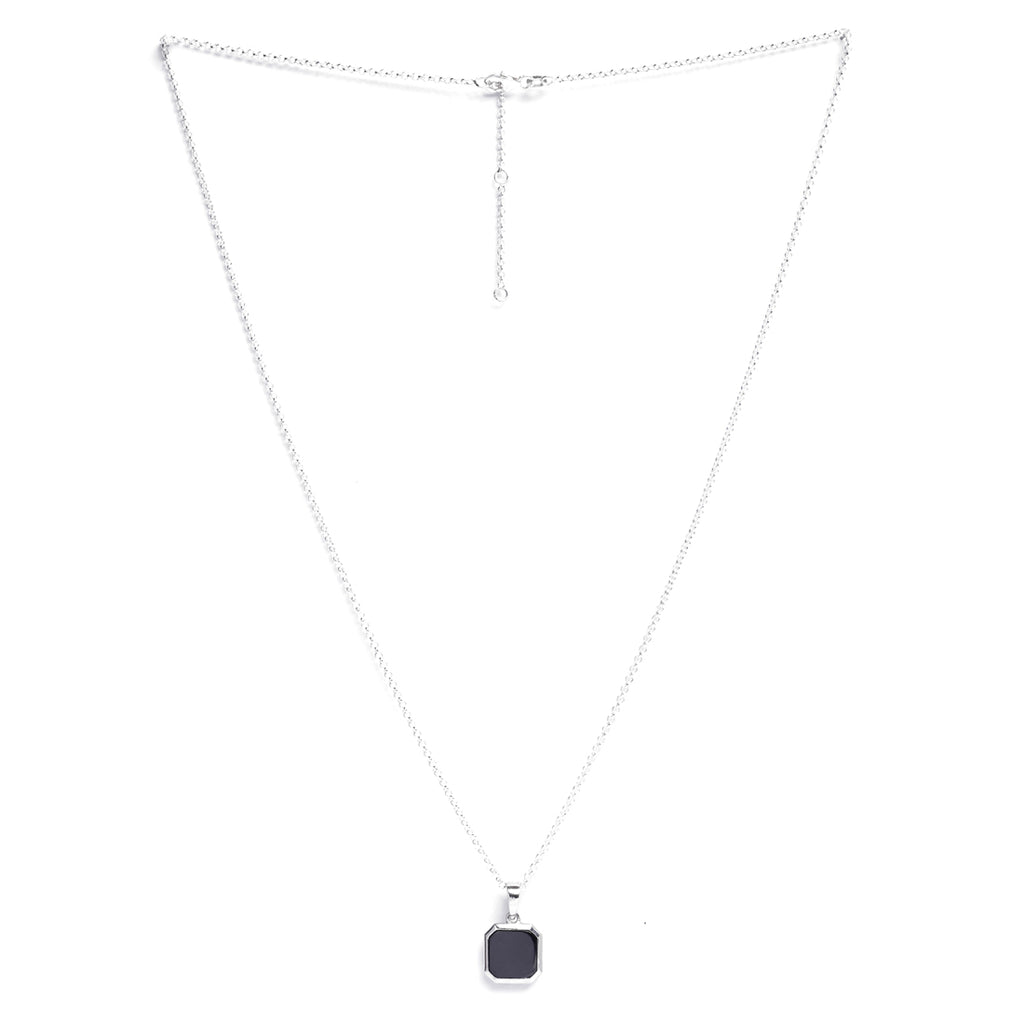 Silver Black Onyx Men Pendant Necklace with Chain or without Chain
