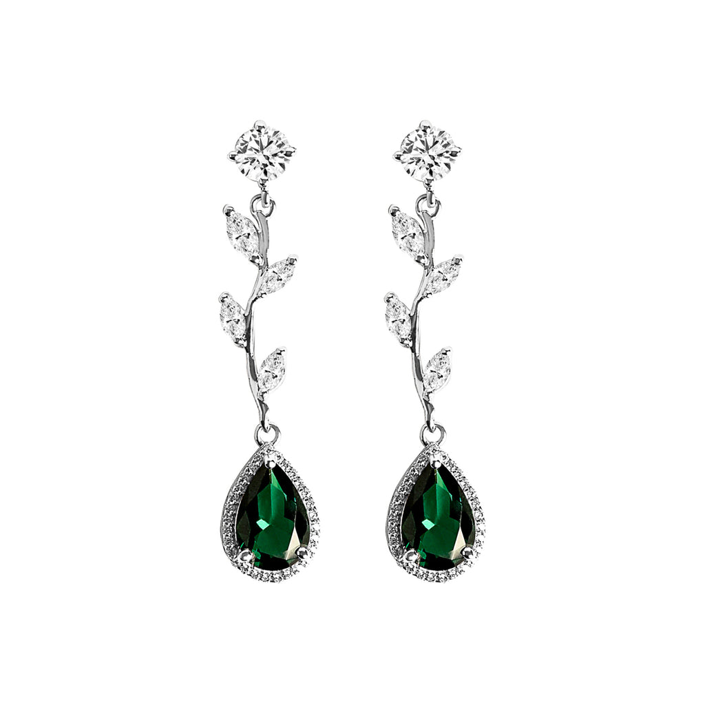 Silver Leafy Green Dangler Earrings