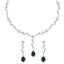 Silver Leafy Green Necklace Jewellery Set