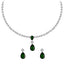 Silver Solitaire Green Necklace Jewellery Set