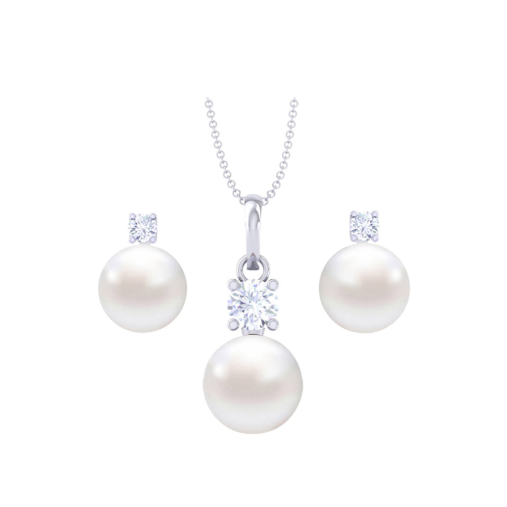 Silver Classic Pearl Jewellery Set