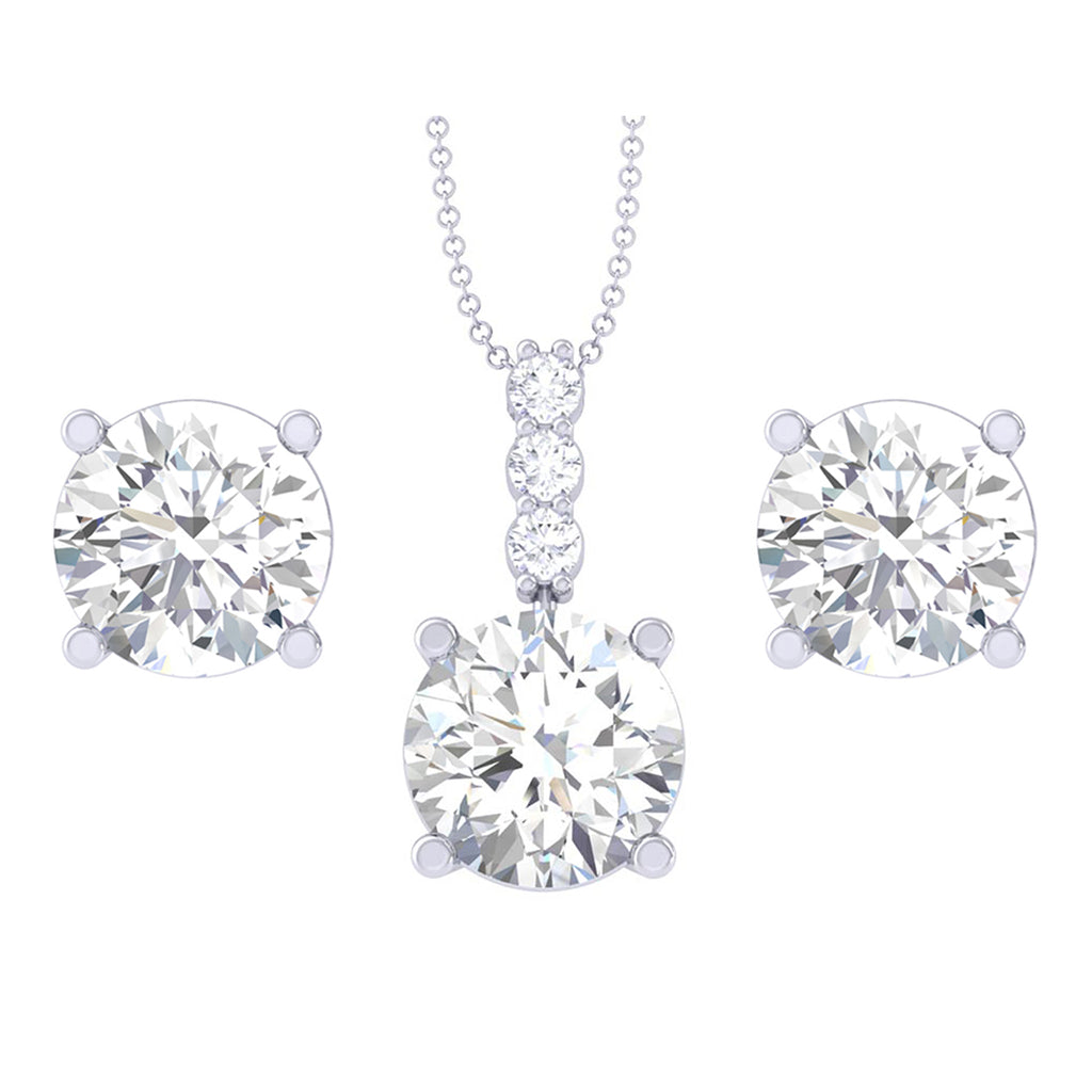 Silver Round Brilliant Solitaire Jewellery Set
