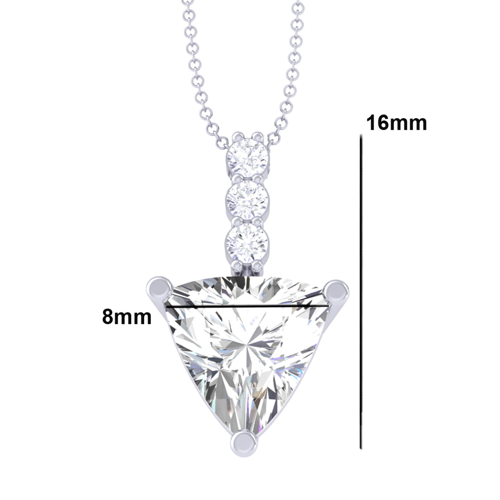Silver Trillion Solitaire Pendant Chain Necklace