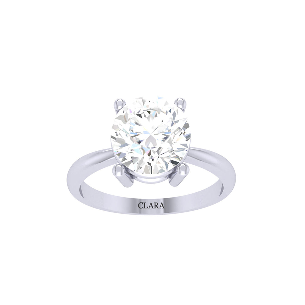 Silver Round Brilliant Diamond Cut Zirconia Solitaire Ring