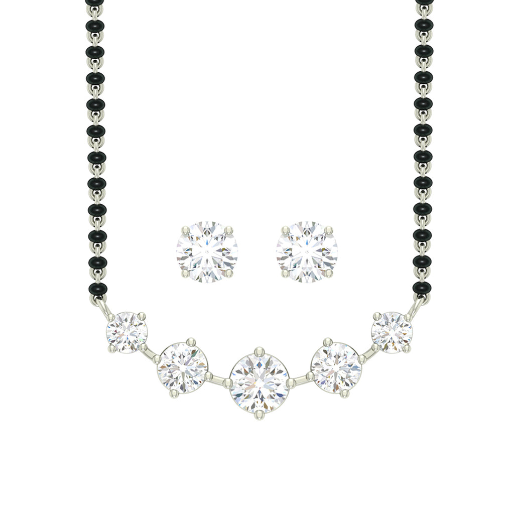 Silver 5 Stone Mangalsutra Jewellery Set