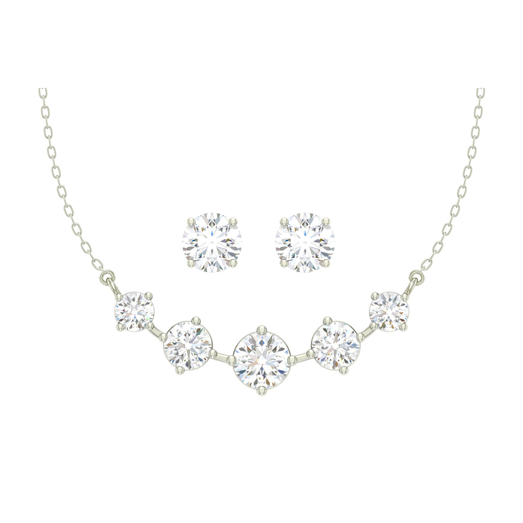 Silver 5 Stone Jewellery Set
