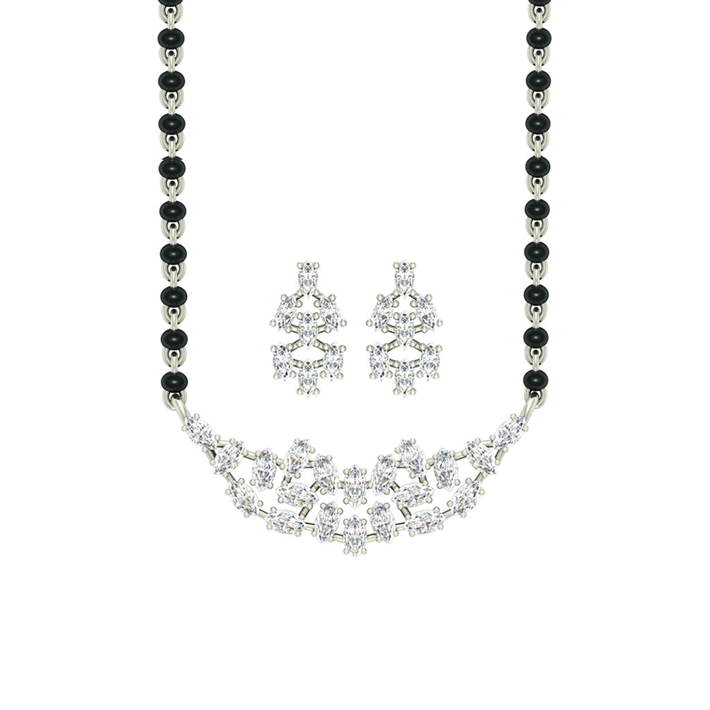 Silver Daisy Mangalsutra Jewellery Set