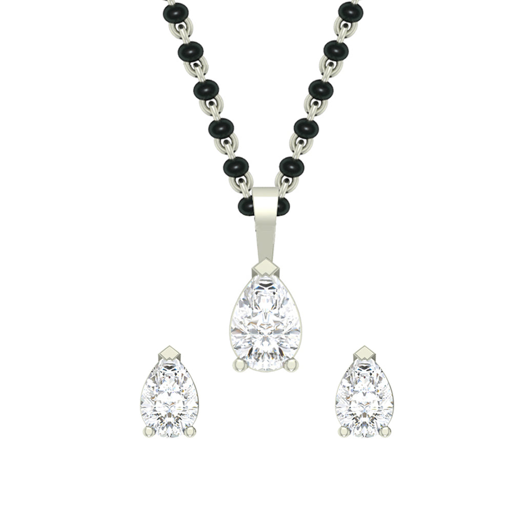 Silver Pear Mangalsutra Jewellery Set