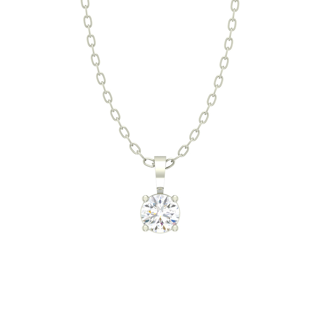 Silver Round Pendant Chain Necklace
