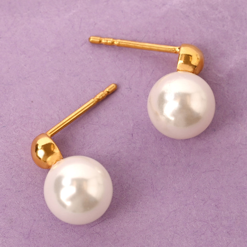CLARA 925 Sterling Silver Pearl Ball Studs Earrings