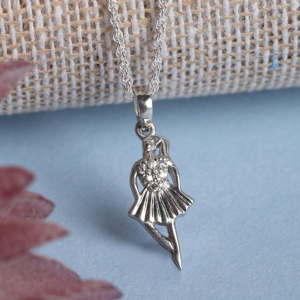 CLARA 925 Sterling Silver Princess Pendant Chain Necklace 