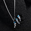 CLARA 925 Sterling Silver diamente Pendant Earring Chain Jewellery Set