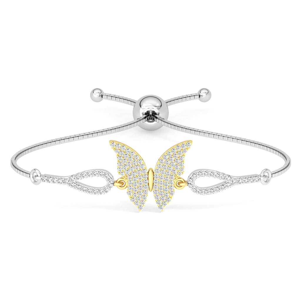 CLARA 925 Pure Silver Golden Butterfly Hand Bracelet