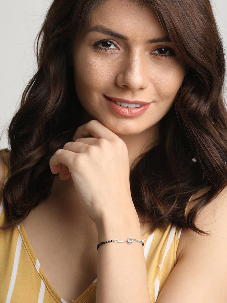 CLARA 925 Sterling Silver Knot Hand Mangalsutra Bracelet