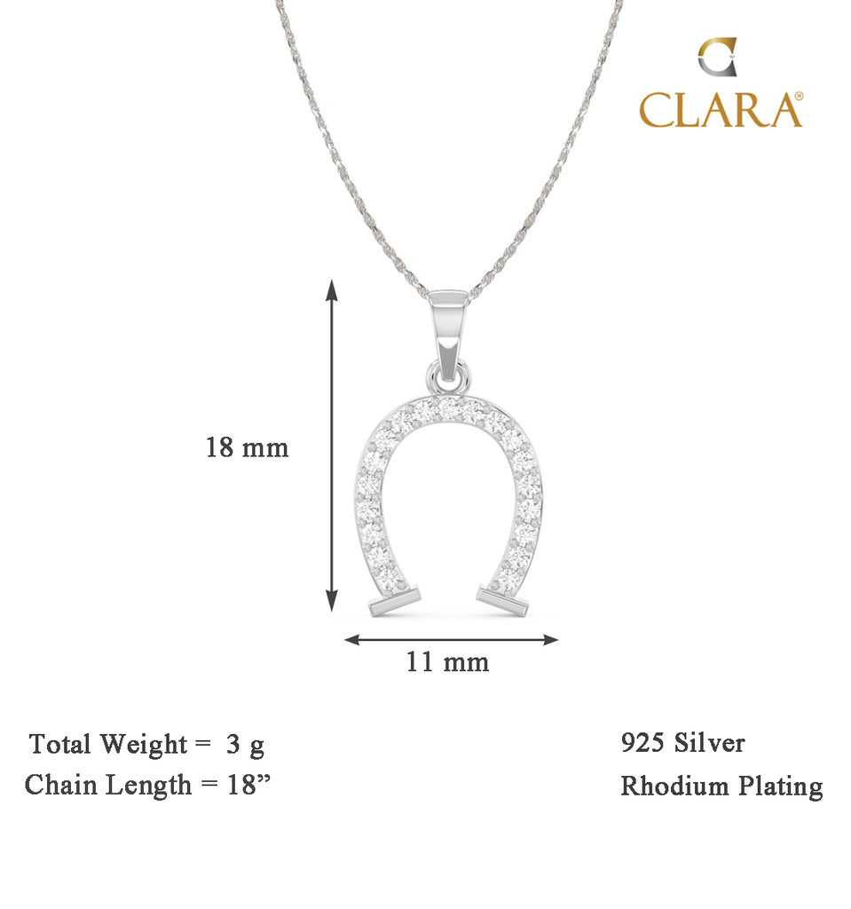 CLARA 925 Sterling Silver Magnet Pendant Chain Necklace 
